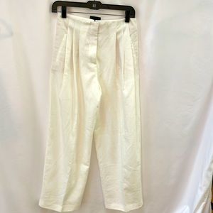 Massimo Dutti Cream Cropped Wide-Leg Trousers